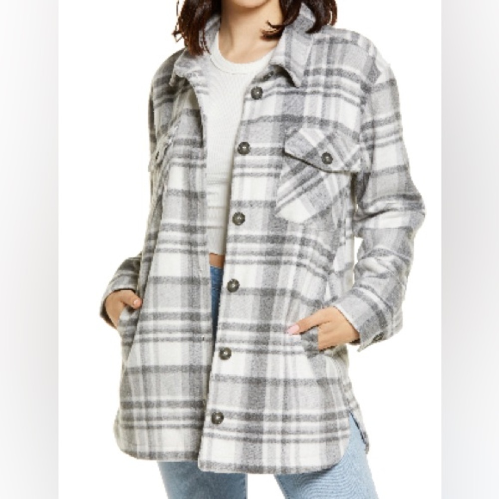 Thread & Supply (Nordstrom) Grey Plaid shacket Jacket XL NWT